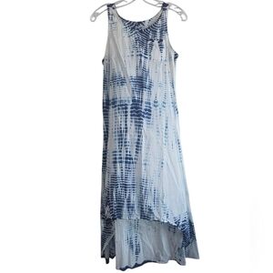 Blue and White Tie Dye Sleeveless Dress